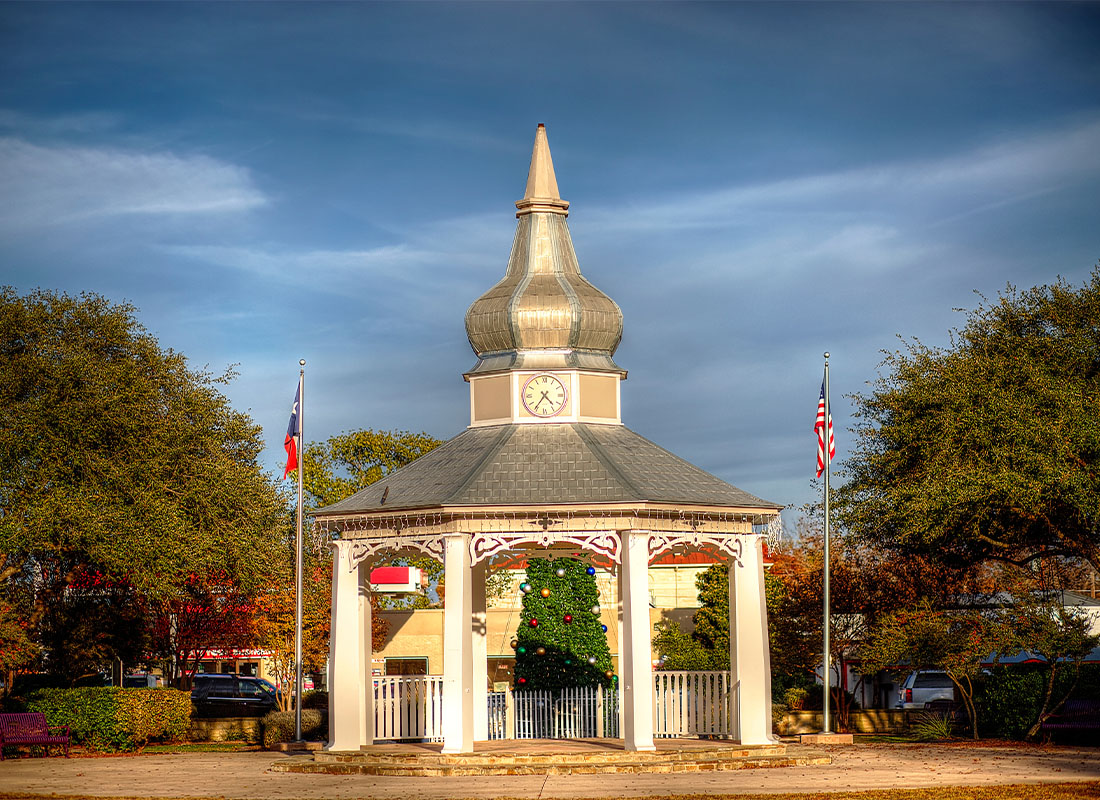 Boerne, TX - Scenic Photo of a Gazebo in Boerne, Texas on a Cloudy Day